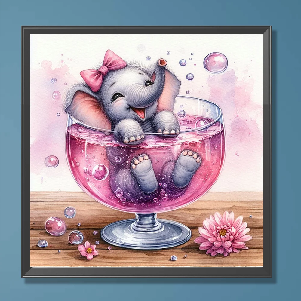 Diamond Painting - Full Round Drill - Cup Elephant(Canvas|30*30cm)