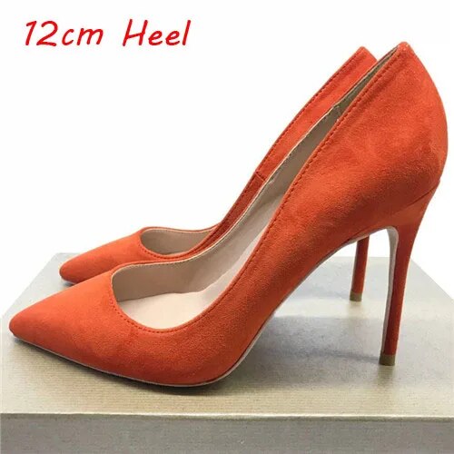 VCshoes Orange Woman Pumps 12cm High Heel Wedding Shoes Pointed Toe Evening Party Stilettos Heels RM012