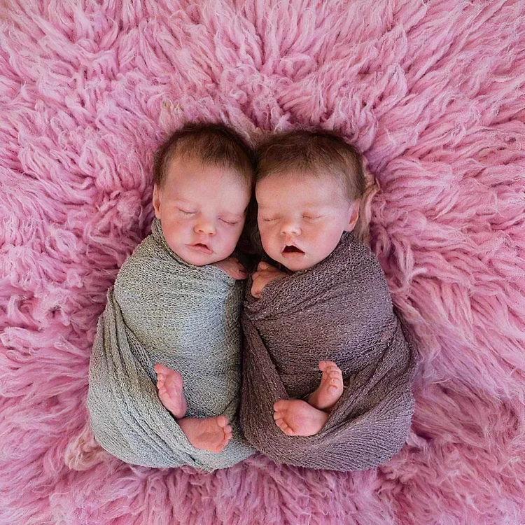 [Little Peanut Baby Dolls] 12'' Real Lifelike Twins Boy and Girl Aidan & Matthew Reborn Baby Doll