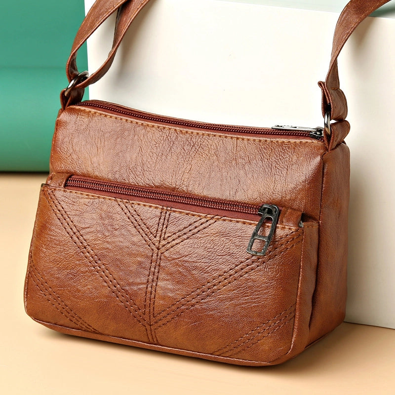 Middle-aged And Elderly Bag Mother Bag Women’s New Middle-aged Soft Leather Shoulder Crossbody Bag Large Capacity Women’s Bag Intelligence Bag