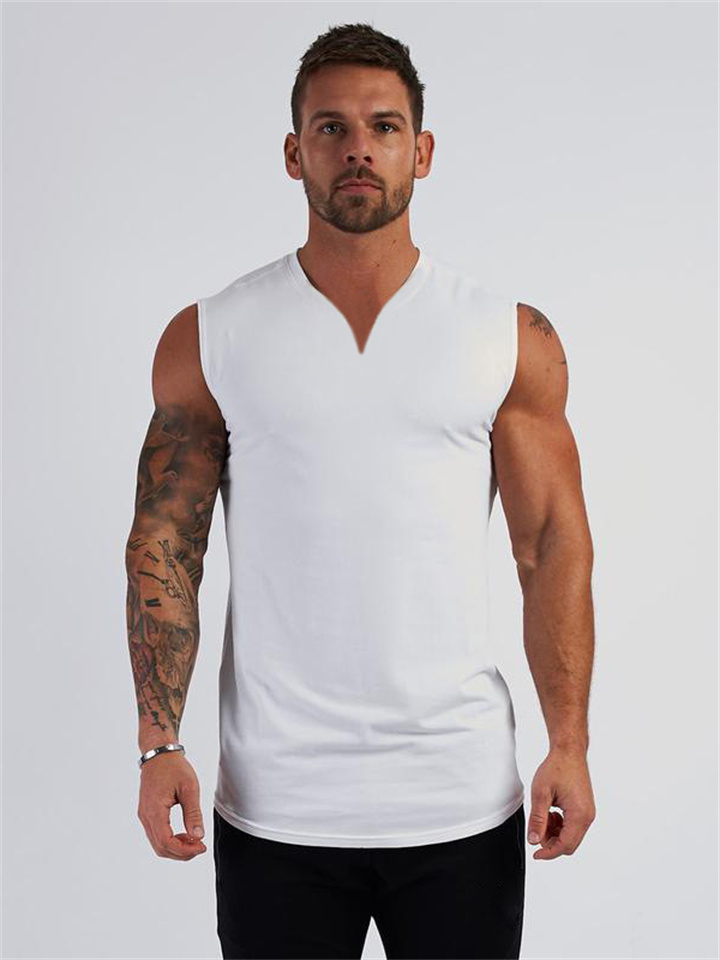 Men's Tank Top Vest Top Undershirt Sleeveless Shirt Plain V Neck Casual Holiday Sleeveless Clothing Apparel Cotton Sports Fashion Lightweight Muscle