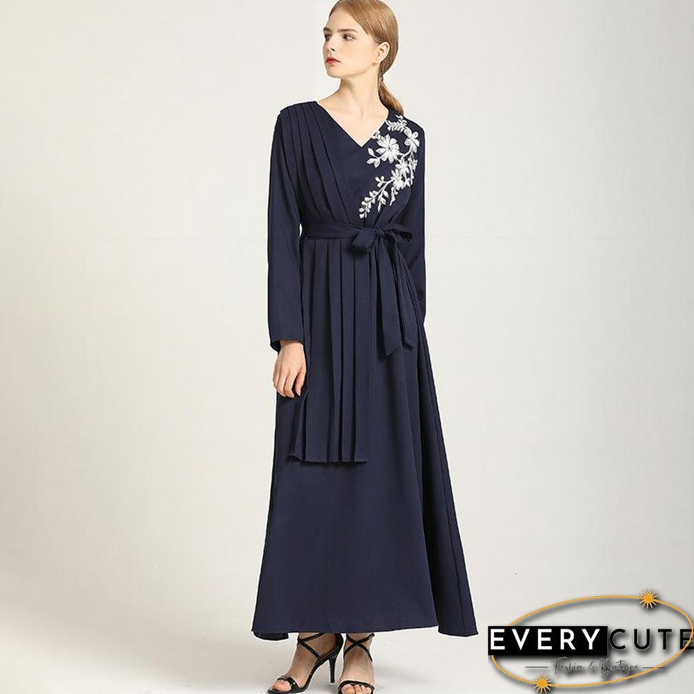 V-neck Robe Dress P16302