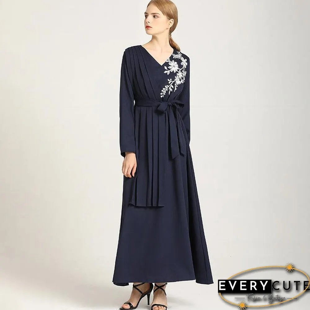 V-neck Robe Dress P16302
