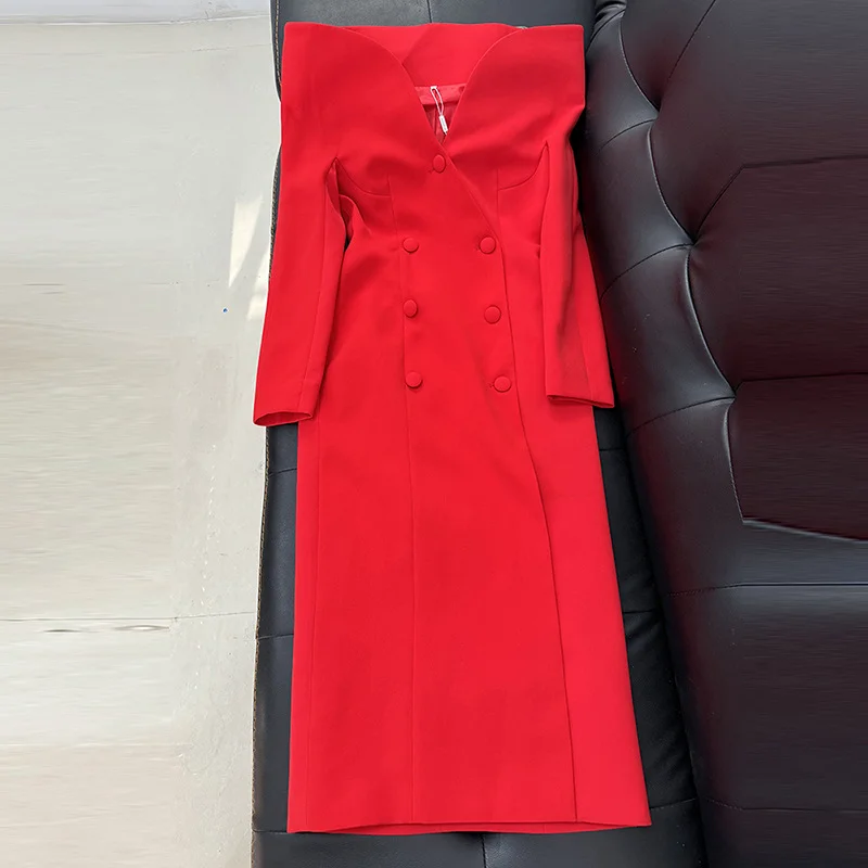 Nigikala Nigikala Fashion Personality Design Collar And Long Wind Coat Dress For Autumn And Winter 2025