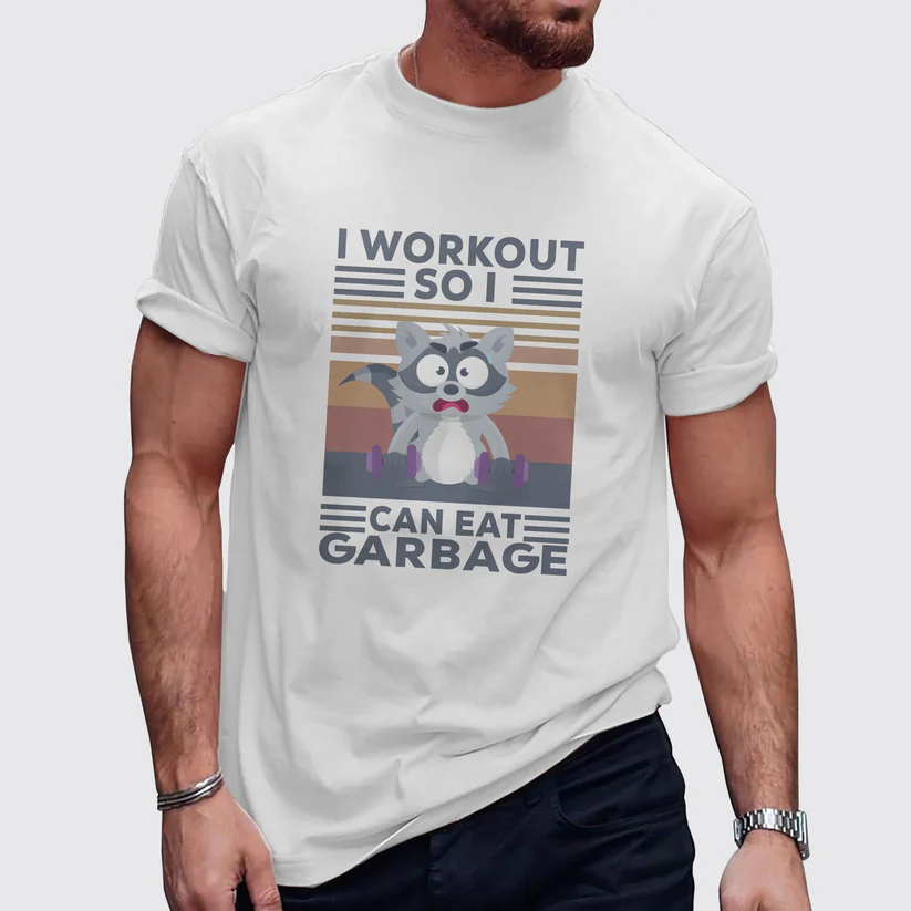 I WORKOUT SO I CAN EAT CARBAGE Men's Printed Fitness T-Shirt