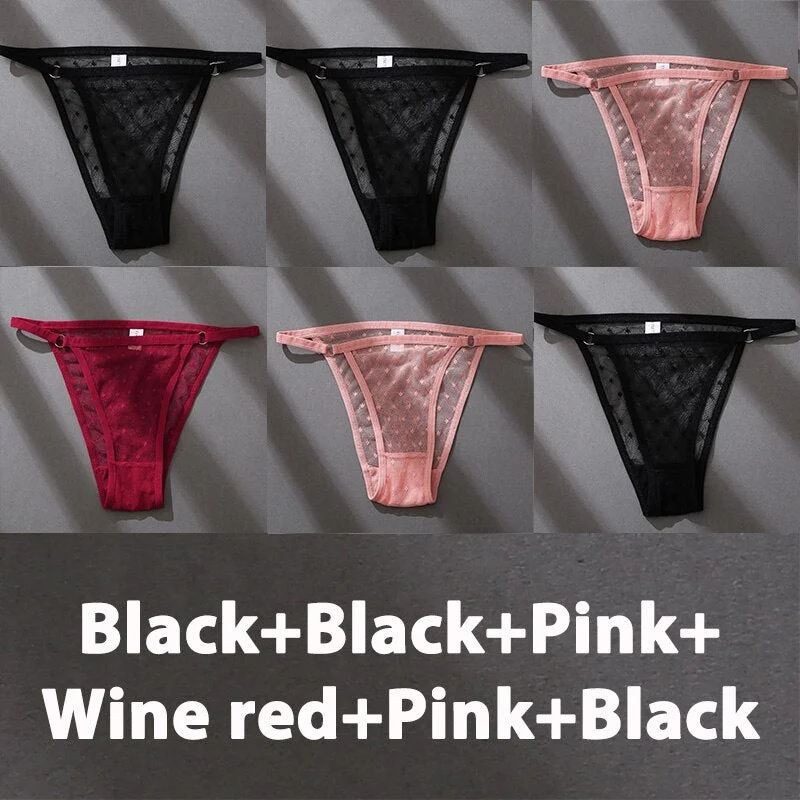 6PCS/Set Finetoo Panties Women's Perspective Panties Sexy Underwear Lace Panties Female Lingerie Briefs Intimate Plus Size M-XXL