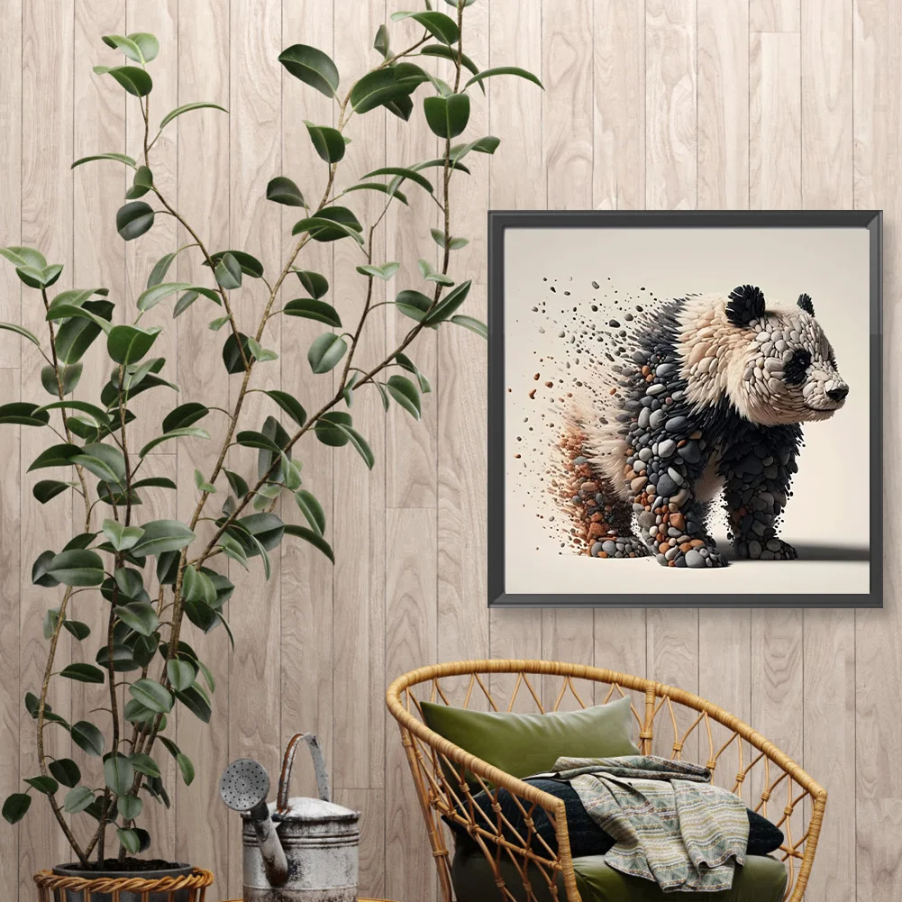 Diamond Painting - Full Round Drill - Stone Art Panda(Canvas|30*30cm)