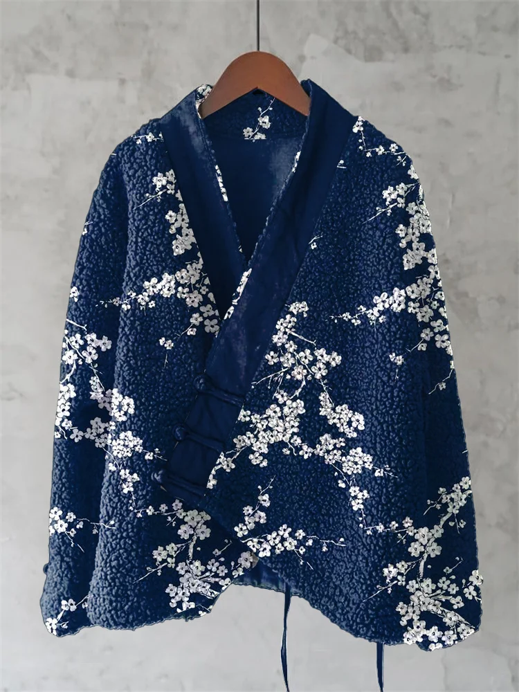 Vintage Floral Art Wool Kimono Cardigan
