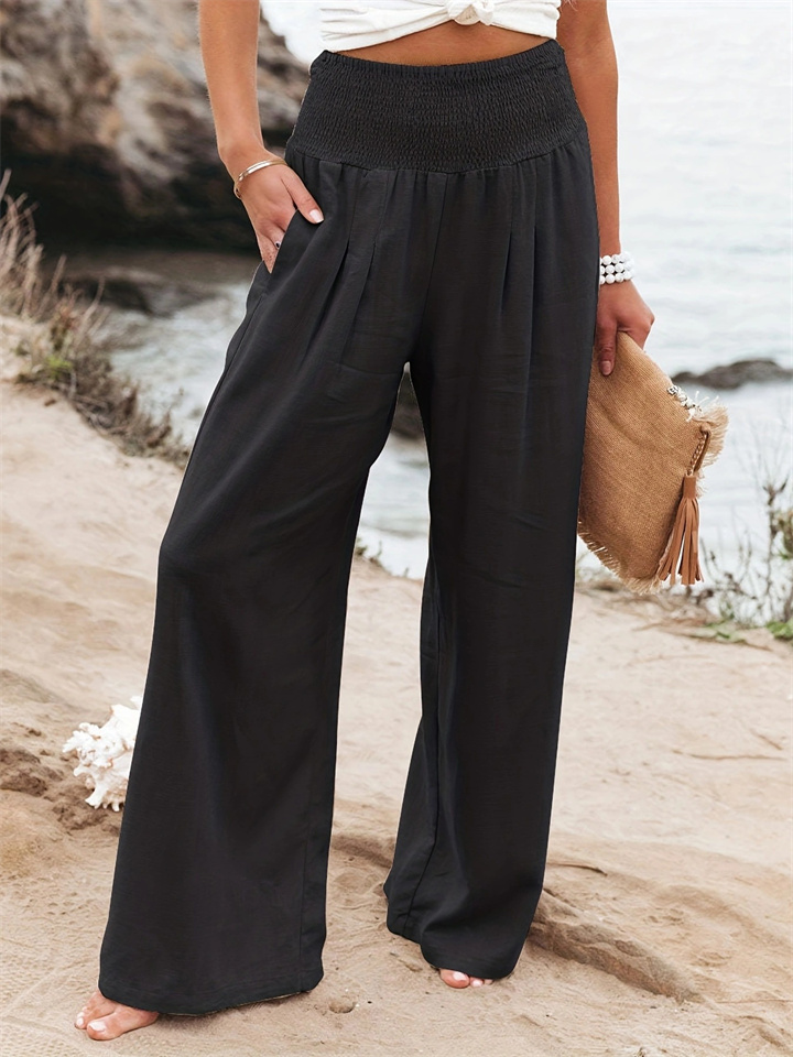 New Women's Casual Pants Casual Wind Cotton and Linen Comfortable Mid-waist Solid Color Pants