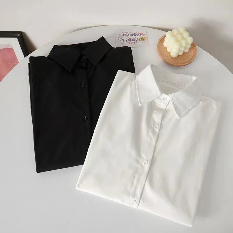 Uveng Uveng White Shirt Female Students Inside And Outside Wearing Spring Long-Sleeved Shirt Women 2025 New