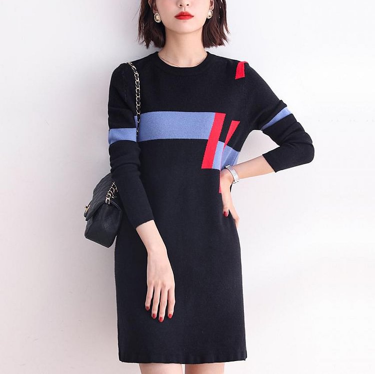 Knitted Long Sleeve Casual Dresses