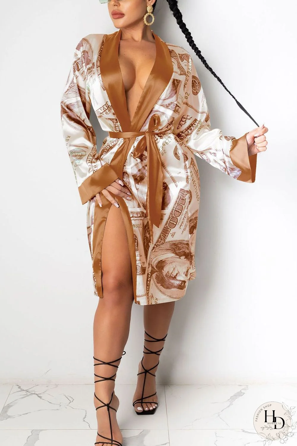 Red Sexy Print Frenulum Outerwear