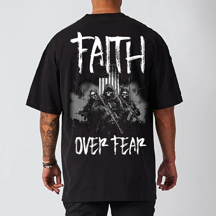Faith Over Fear Men's Short Sleeve T-shirt-Cosfine