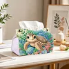 Diamond Art Painting Decorative Paper Napkin Dispenser Wear Resist Handmade Household Container Multifunction Rhinestone PU Tissue Holder Kit for Adults Home Office Gift (Cute Underwater Turtle)