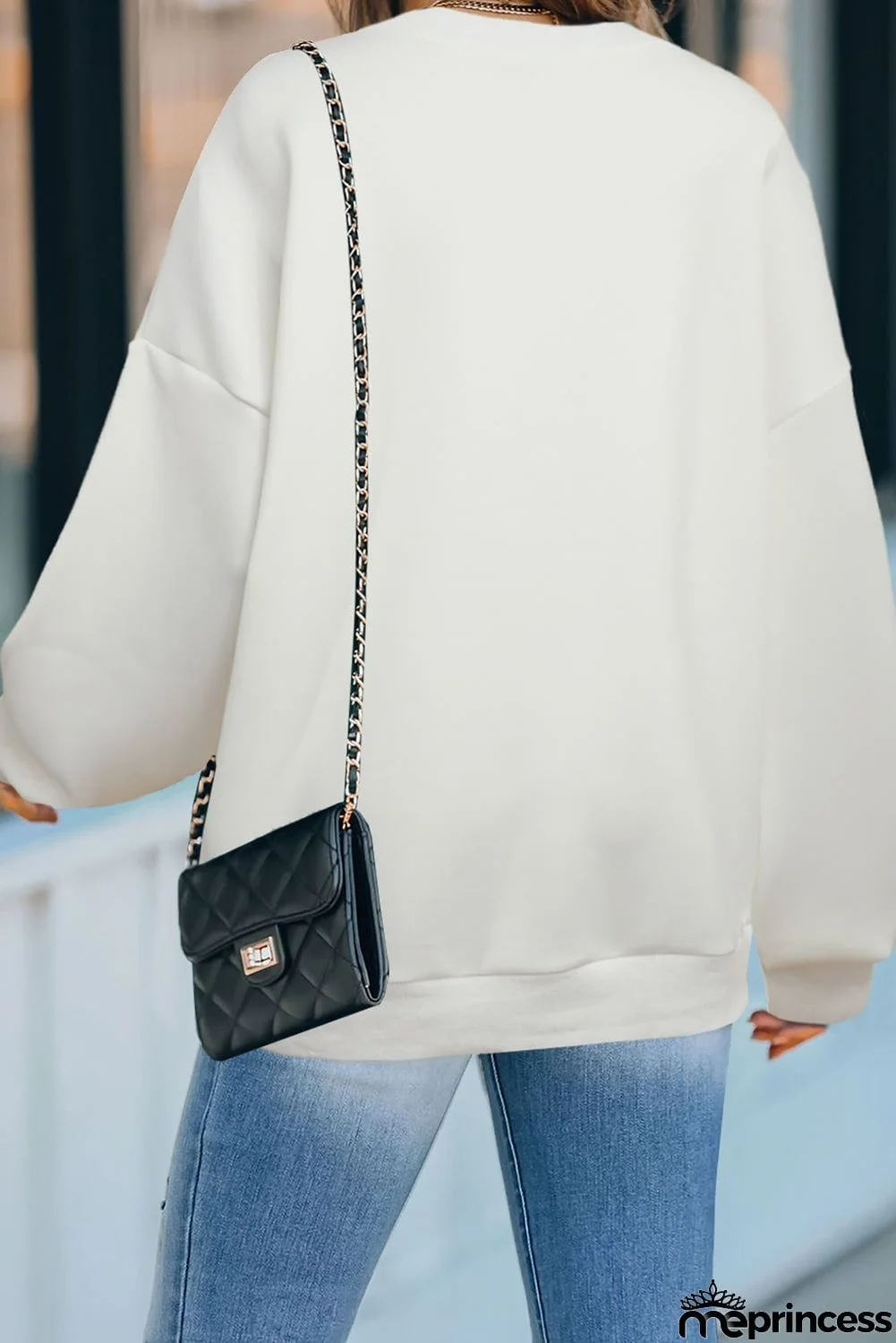 Plain Drop-shoulder Pullover Sweatshirt /Black/Green