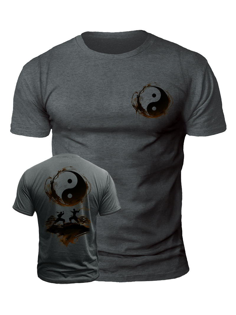 Men's Yin Yang Tai Chi Mountain Print T-shirt