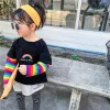 Kid Baby Girl T-shirt Casual Colorful Striped Long Sleeve Tops