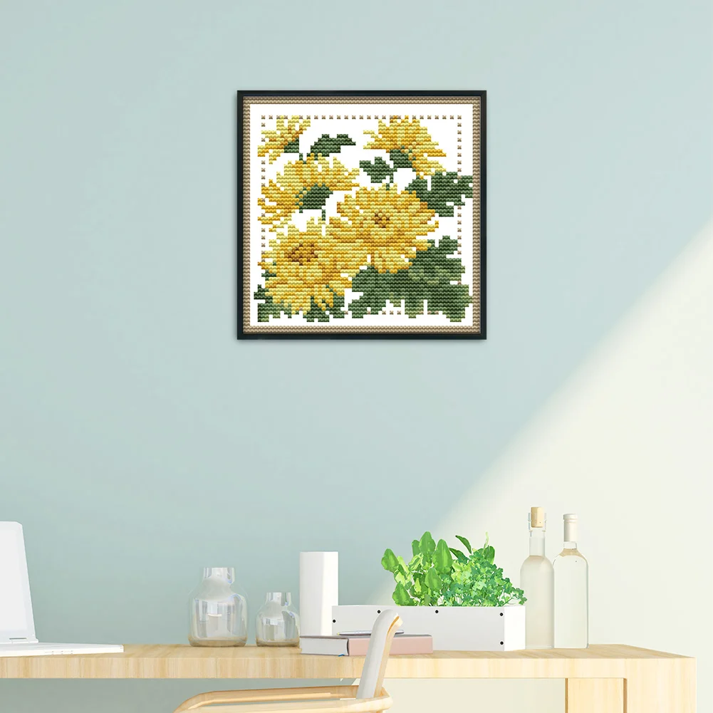14CT Stamped Cross Stitch - December Flower(Canvas|17*17CM)