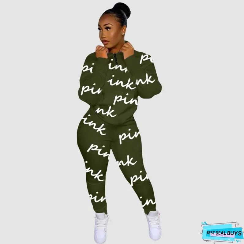 Letter Printed Zipper Set