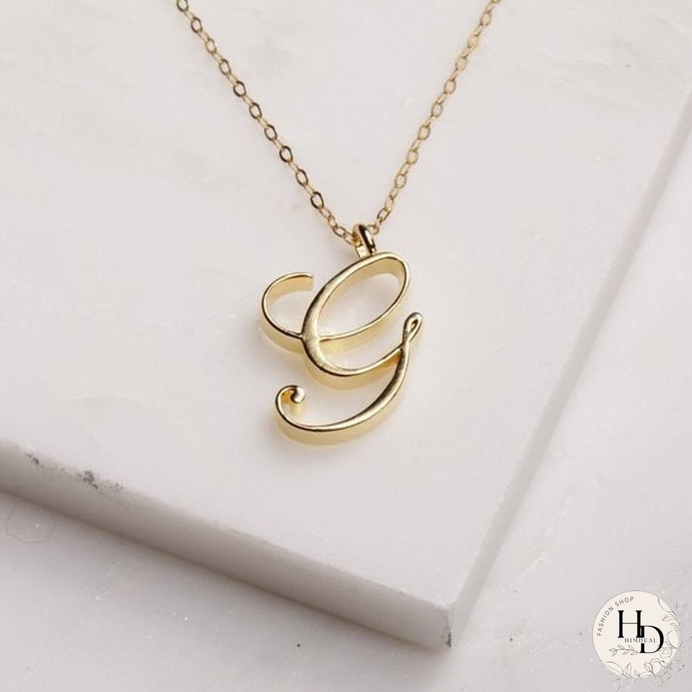Letter Name Necklace Alphabet Initial Cursive Gold Silver Personalized Bridesmaid Gift