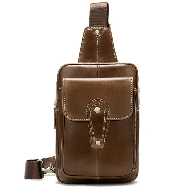 Multipurpose Vintage Waterproof Fashion Leather Chest Bags For Men