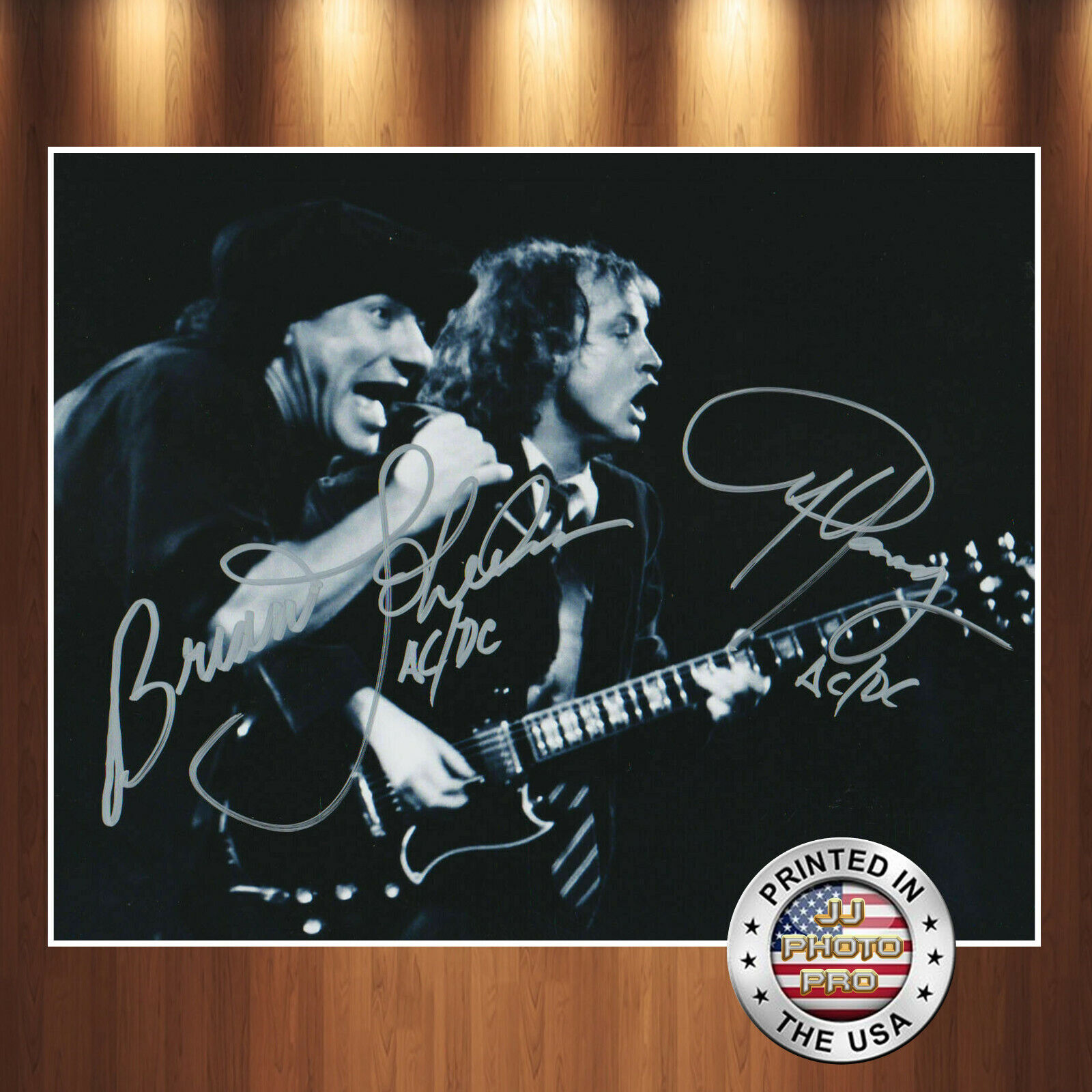 Angus Young Brian Johnson Autographed Signed 8x10 Photo Poster painting (AC DC) REPRINT