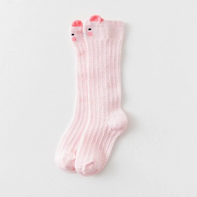 2020 Baby Leg Warmers Newborn Baby Girl Knee High Long Pom Cartoon Bow Stockings High Hollow Out Breathable Leg Warmer