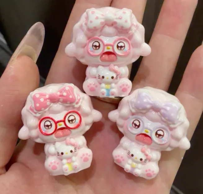 Little crying glasses lamb resin charm