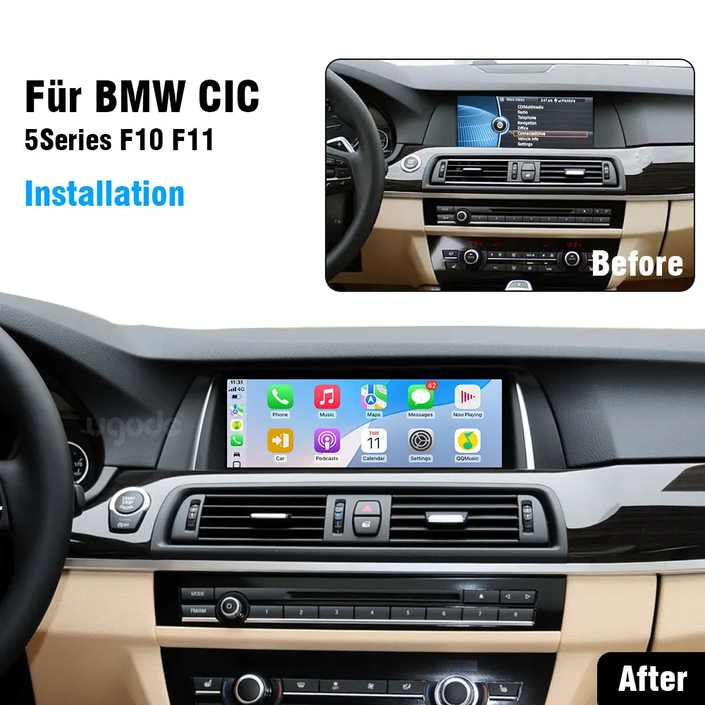 Ugode F&uuml;r BMW 5Series F10 F11 2010-2017 year Apple CarPlay Android Auto Display Monitor Upgrade Autoradio Stereo 
