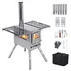 [US Local Warehouse] Camping Stove Wood Burning Tent Stove Portable Pellet Stoves with Chimney Pipe