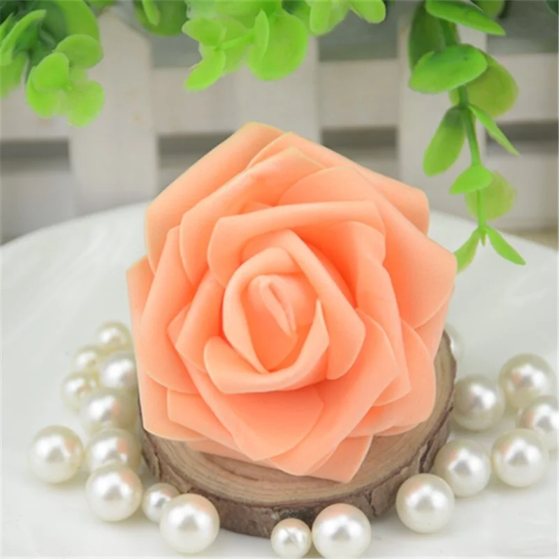 50pcs 7CM Artificial Foam Roses Flower Heads For Home Wedding Decoration Scrapbooking PE Flower DIY Kissing Balls Craft Multi