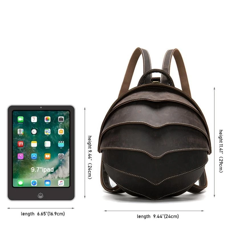 Cool Retro Beetle Shaped Genuine Leather Handmade  Flap Cover Rucksack