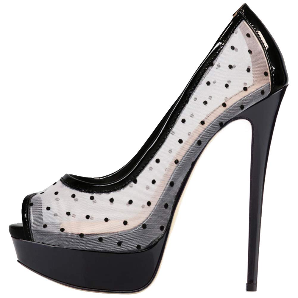 6" Platform Peep Toe Sky High Pumps Patent Shoes-MERUMOTE
