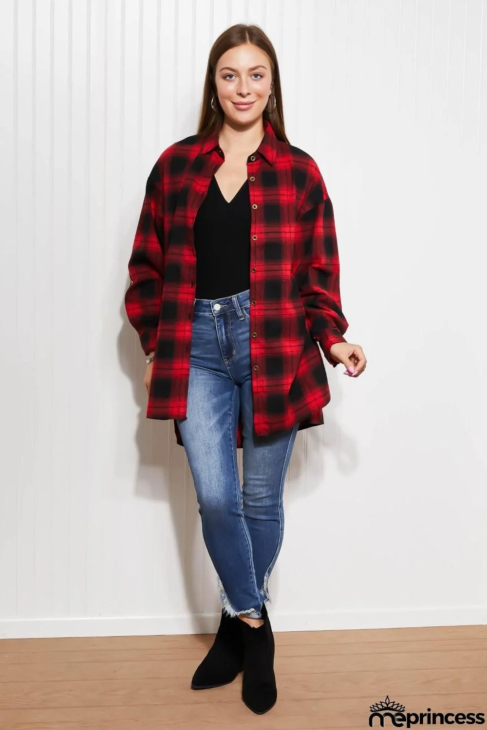 GeeGee Happy Harvest Plaid Button Up Tunic