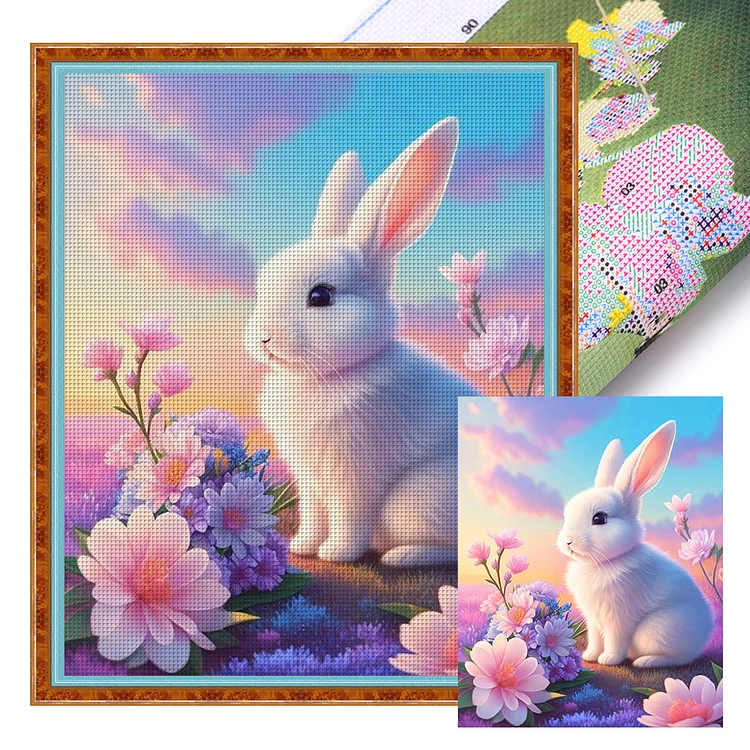 『YiShu』Flower Rabbit - 11CT Stamped Cross Stitch(40*50cm)
