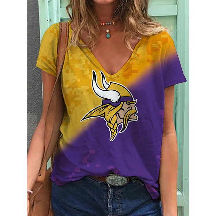 Minnesota Vikings Lightweight Short Sleeve V-Neck T-Shirt