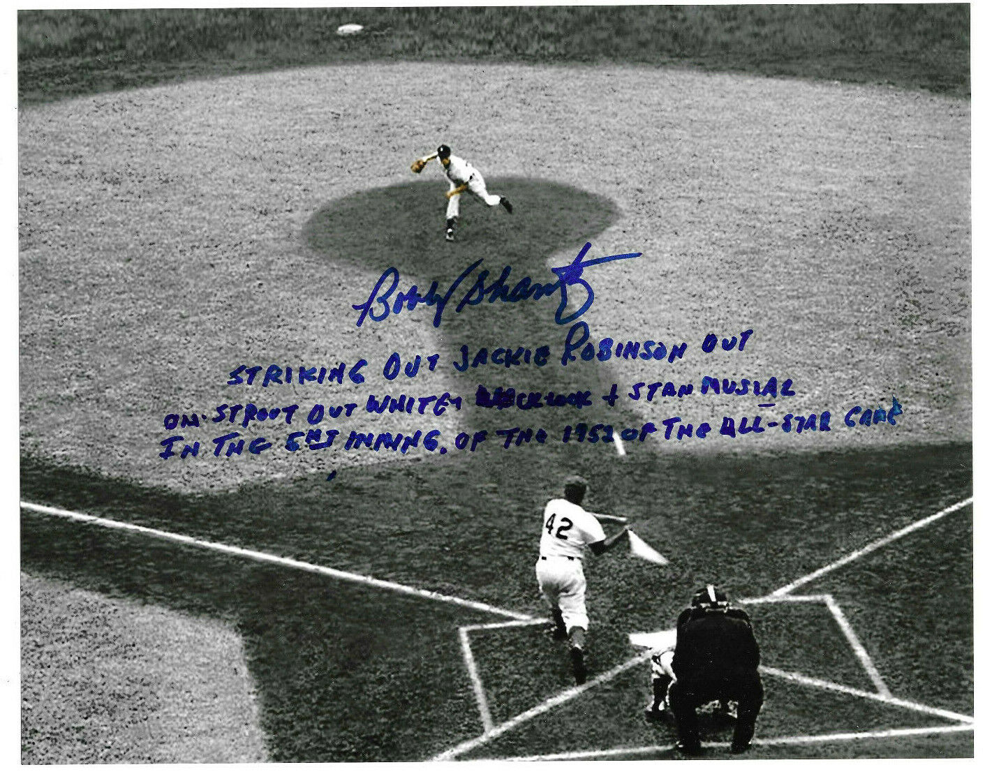 Bobby Shantz Signed 8x10 MLB Photo Poster painting Autograph, Striking out Jackie Robinson