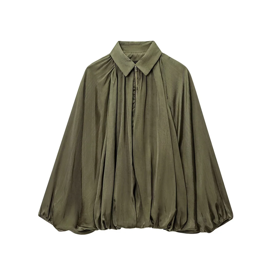 Nigikala Nigikala Women's Clothing 2025 Spring And Autumn Casual Collar Ponpong Bomber Jacket Coat Woman B63156