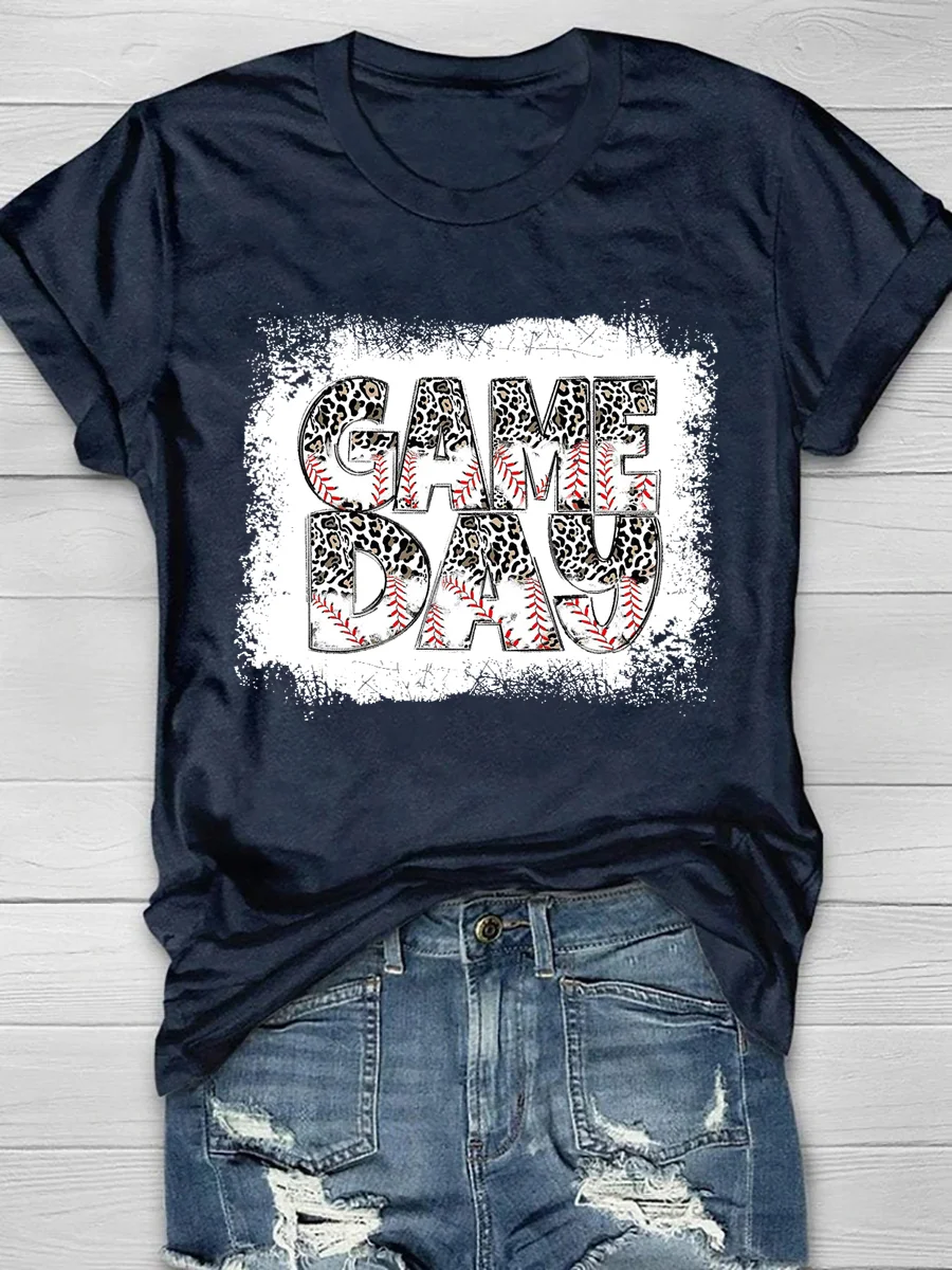 Game Day Vibes Leopard Print Short Sleeve T-Shirt