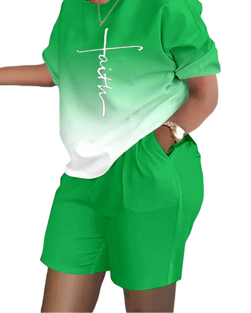 Uveng Uveng Women's Explosive Print Short Sleeve Two-Set Commuter Set