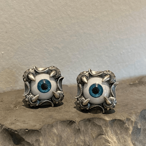 925 Sterling Silver Evil Eye Claw Gothic Earrings