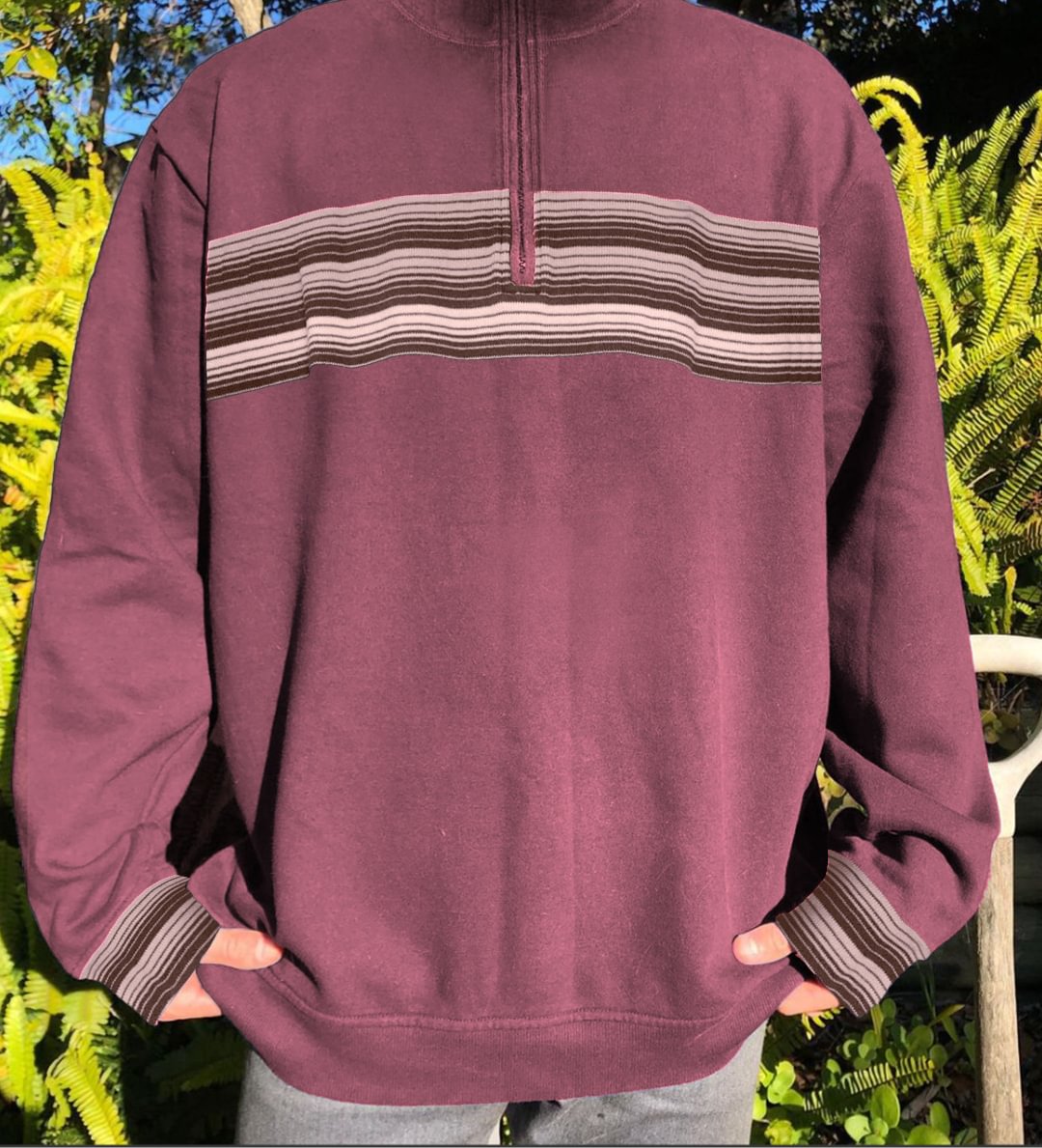 Retro Surf Unisex Zipper Polos Stand Collar Sweatshirt