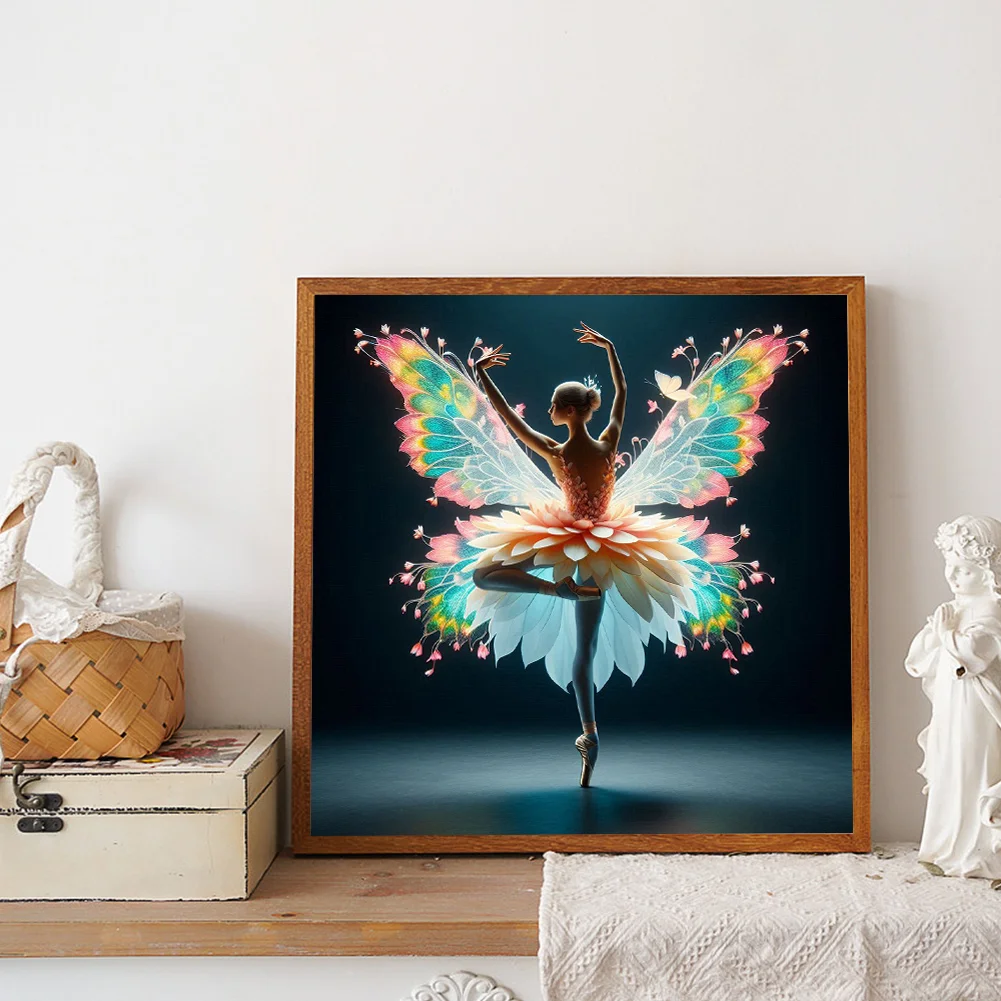 Diamond Painting - Full Round Drill - Butterfly Dancing Beauty(Canvas|40*40cm)