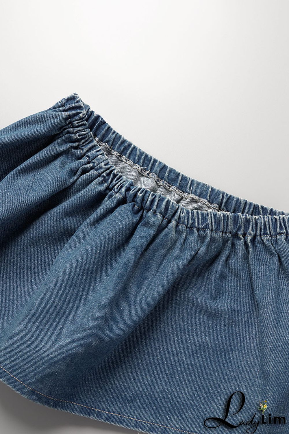 Blue Sexy Solid Patchwork Strapless Tops