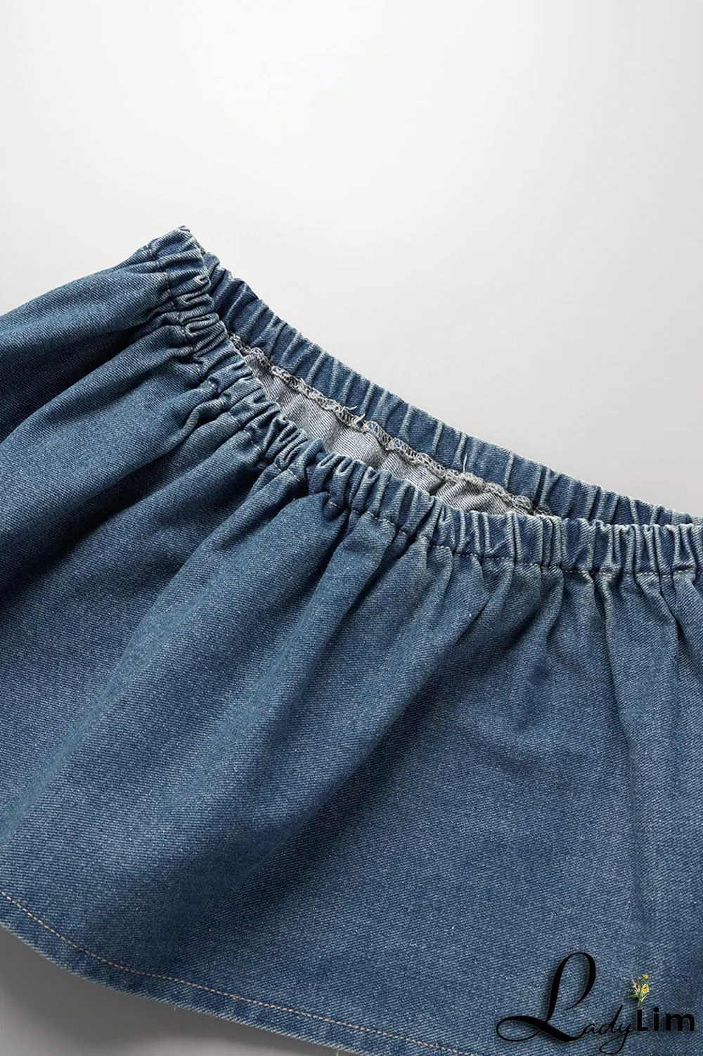 Blue Sexy Solid Patchwork Strapless Tops