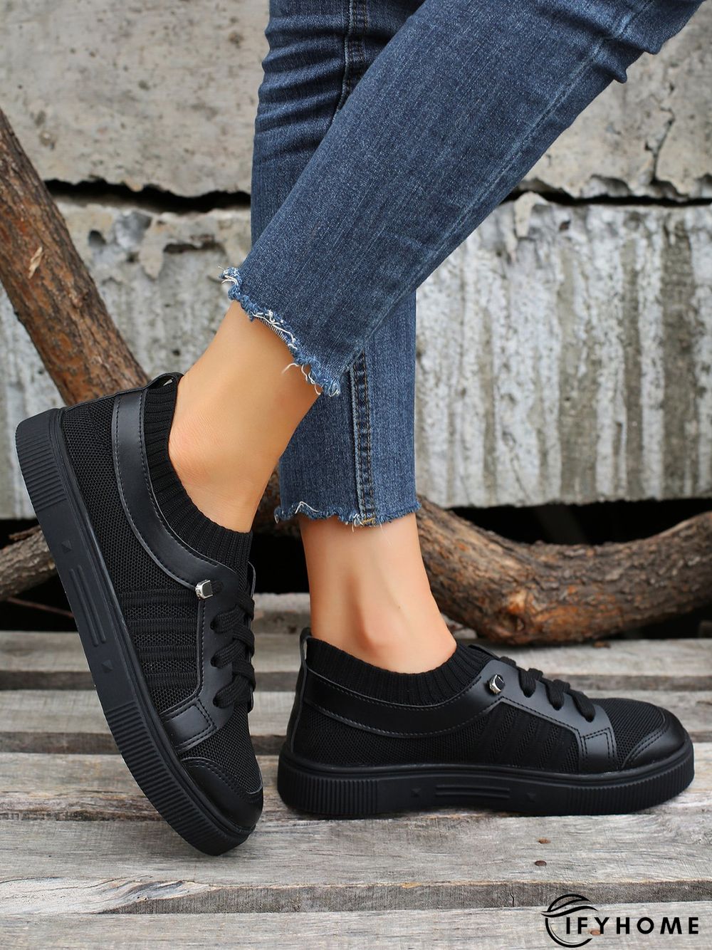 Women's Plain Color Split Joint lip On Fly Woven Shoes | IFYHOME