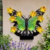 Solar-Powered Wall Lamp Painted Butterflies Decorative Light with Flower LED Waterproof Solar Ambient Landscape Light Hollow Out Wall Decoration Lights for Villa Garden Courtyard Decor