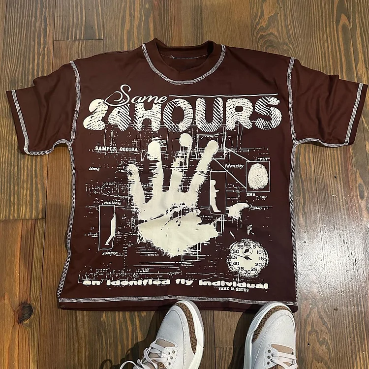 24 Hours Print Short Sleeve T-Shirt