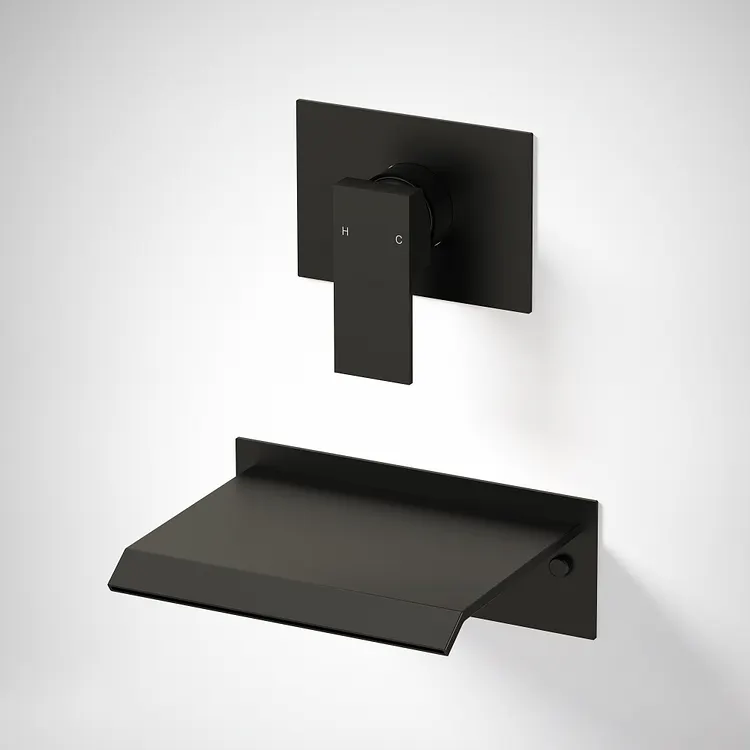 EVERSTEIN Single-Handle Wall-Mounted Waterfall Bathtub Faucet Matte Black