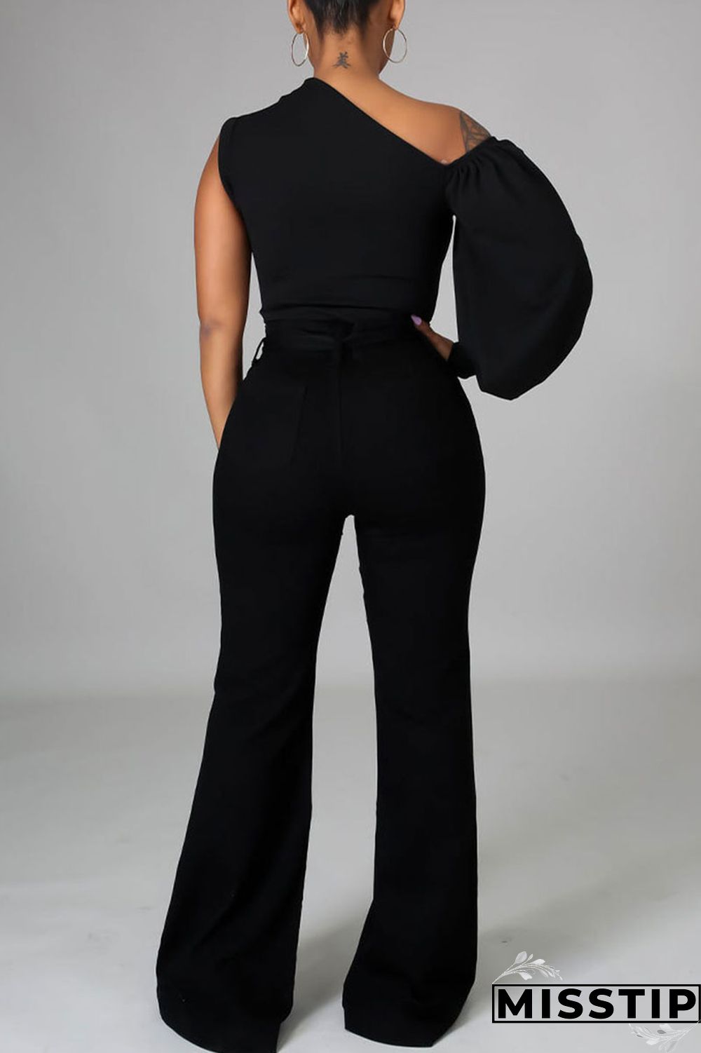 Red Fashion Casual Solid Patchwork Asymmetrical Oblique Collar Tops